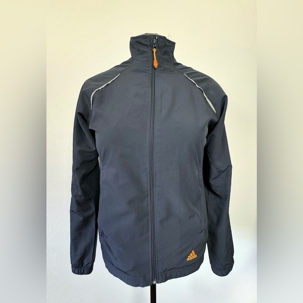 Adidas Women’s Lonsleeve Gray Windbreaker Medium Full Zip Jacket Lightweight